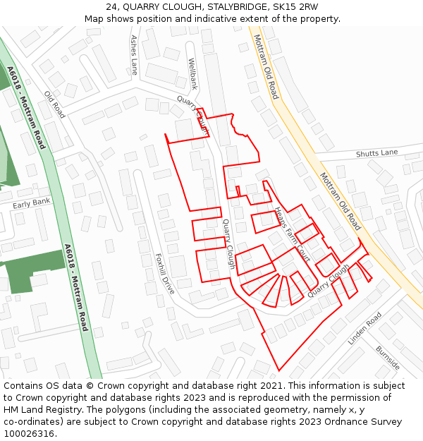 24, QUARRY CLOUGH, STALYBRIDGE, SK15 2RW: Location map and indicative extent of plot