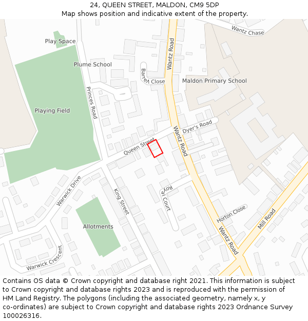 24, QUEEN STREET, MALDON, CM9 5DP: Location map and indicative extent of plot