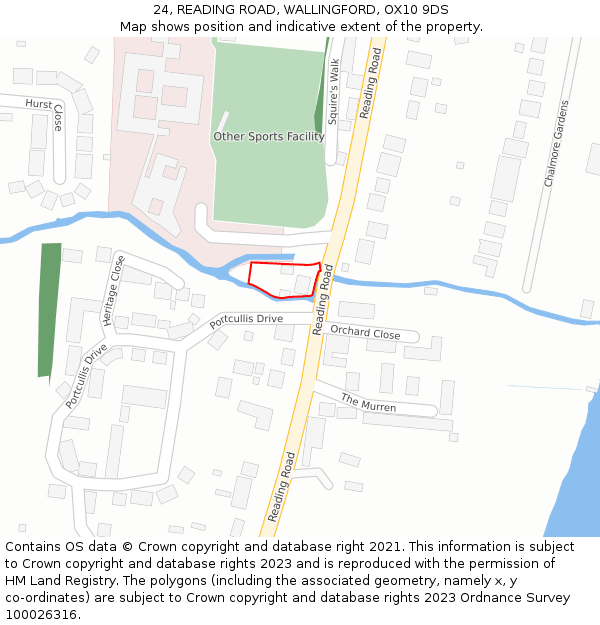 24, READING ROAD, WALLINGFORD, OX10 9DS: Location map and indicative extent of plot