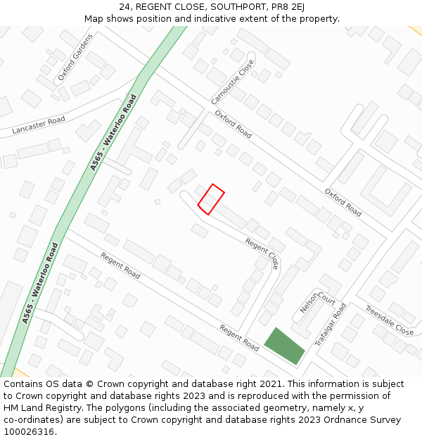 24, REGENT CLOSE, SOUTHPORT, PR8 2EJ: Location map and indicative extent of plot
