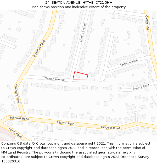 24, SEATON AVENUE, HYTHE, CT21 5HH: Location map and indicative extent of plot