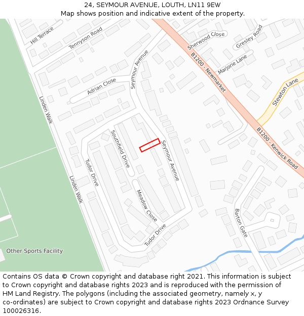 24, SEYMOUR AVENUE, LOUTH, LN11 9EW: Location map and indicative extent of plot