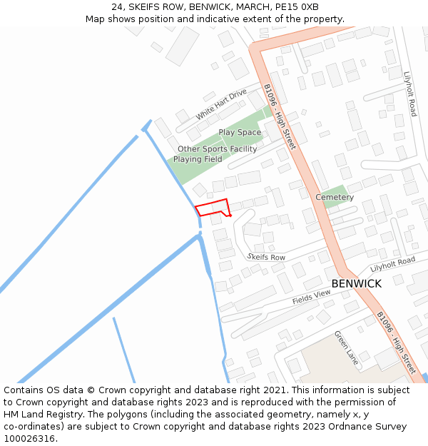 24, SKEIFS ROW, BENWICK, MARCH, PE15 0XB: Location map and indicative extent of plot