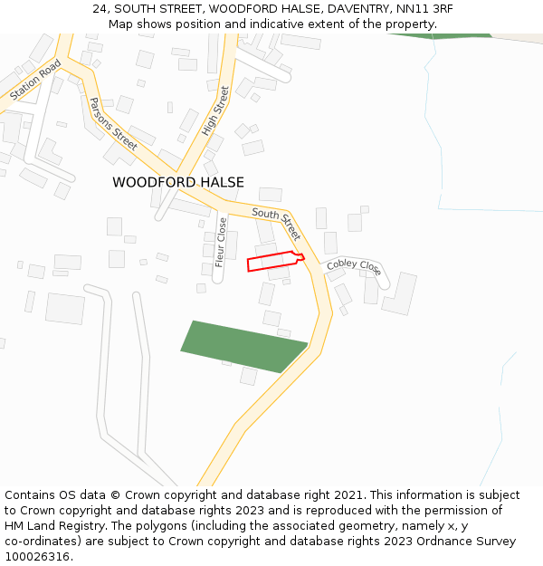 24, SOUTH STREET, WOODFORD HALSE, DAVENTRY, NN11 3RF: Location map and indicative extent of plot