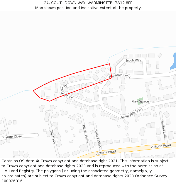 24, SOUTHDOWN WAY, WARMINSTER, BA12 8FP: Location map and indicative extent of plot