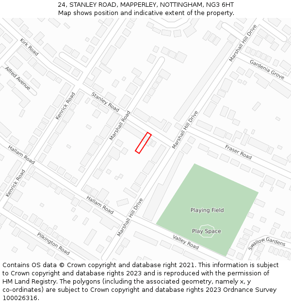 24, STANLEY ROAD, MAPPERLEY, NOTTINGHAM, NG3 6HT: Location map and indicative extent of plot