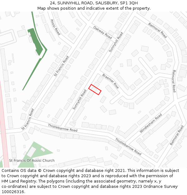 24, SUNNYHILL ROAD, SALISBURY, SP1 3QH: Location map and indicative extent of plot