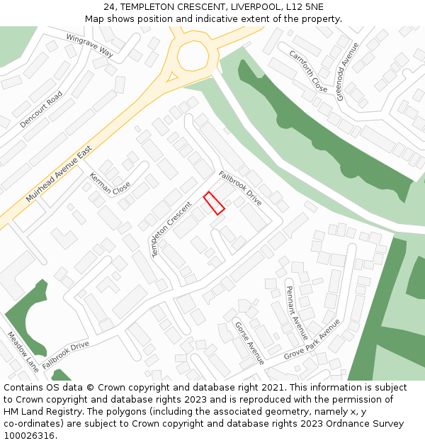24, TEMPLETON CRESCENT, LIVERPOOL, L12 5NE: Location map and indicative extent of plot