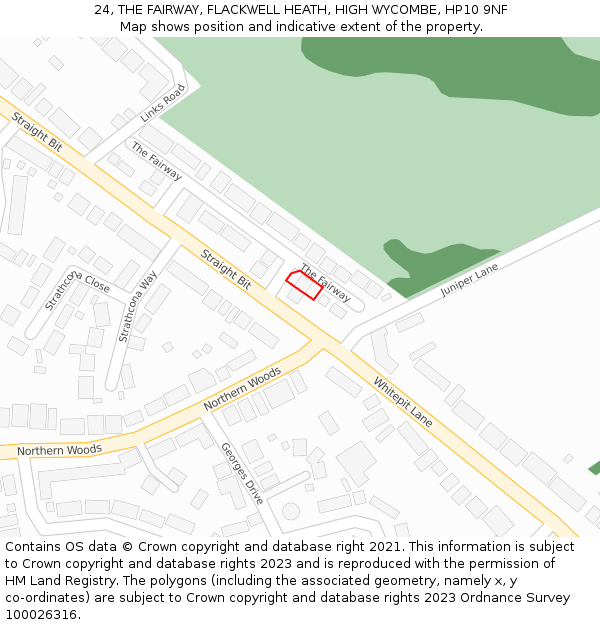 24, THE FAIRWAY, FLACKWELL HEATH, HIGH WYCOMBE, HP10 9NF: Location map and indicative extent of plot