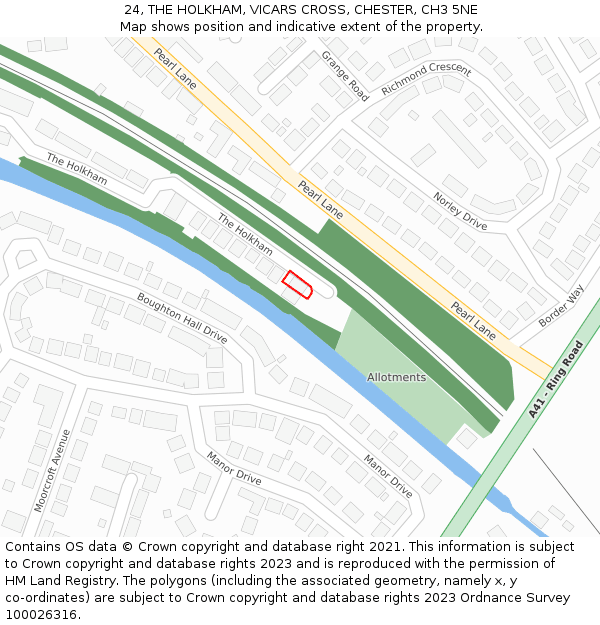 24, THE HOLKHAM, VICARS CROSS, CHESTER, CH3 5NE: Location map and indicative extent of plot