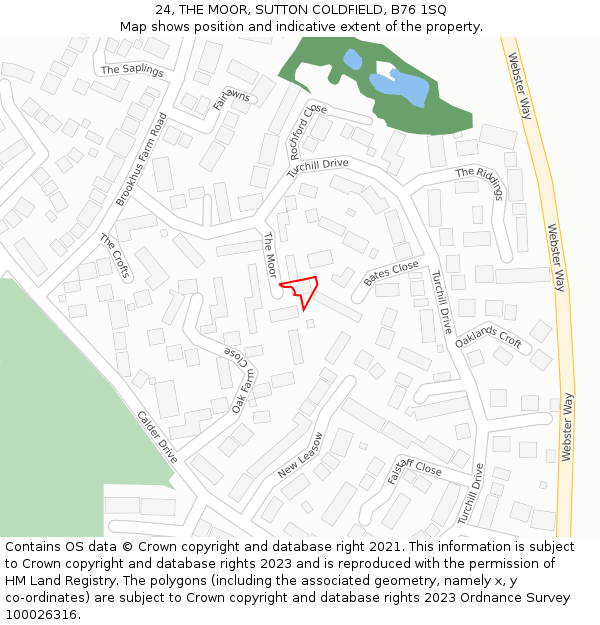 24, THE MOOR, SUTTON COLDFIELD, B76 1SQ: Location map and indicative extent of plot