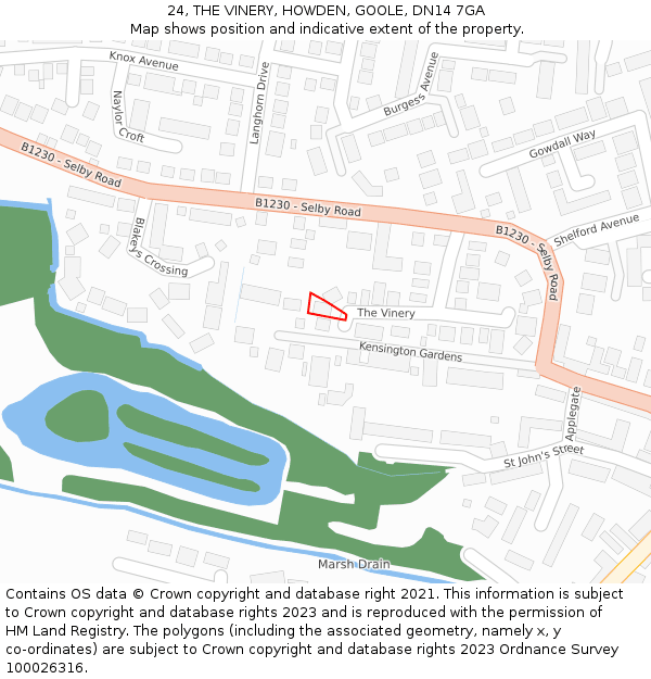 24, THE VINERY, HOWDEN, GOOLE, DN14 7GA: Location map and indicative extent of plot