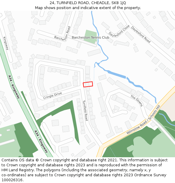 24, TURNFIELD ROAD, CHEADLE, SK8 1JQ: Location map and indicative extent of plot
