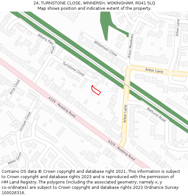 24, TURNSTONE CLOSE, WINNERSH, WOKINGHAM, RG41 5LQ: Location map and indicative extent of plot