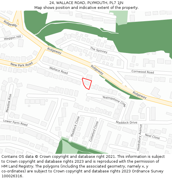 24, WALLACE ROAD, PLYMOUTH, PL7 1JN: Location map and indicative extent of plot