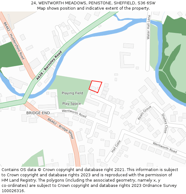24, WENTWORTH MEADOWS, PENISTONE, SHEFFIELD, S36 6SW: Location map and indicative extent of plot