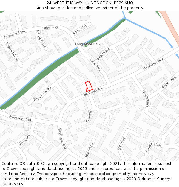 24, WERTHEIM WAY, HUNTINGDON, PE29 6UQ: Location map and indicative extent of plot