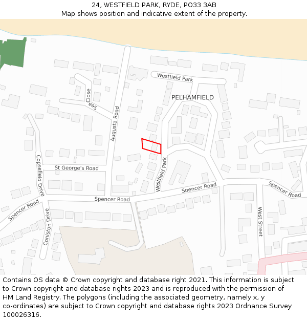 24, WESTFIELD PARK, RYDE, PO33 3AB: Location map and indicative extent of plot