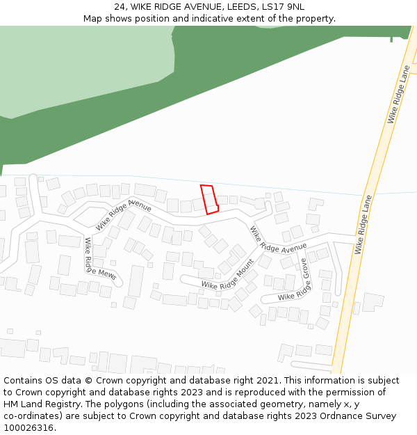 24, WIKE RIDGE AVENUE, LEEDS, LS17 9NL: Location map and indicative extent of plot