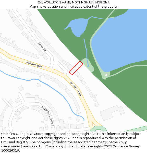 24, WOLLATON VALE, NOTTINGHAM, NG8 2NR: Location map and indicative extent of plot