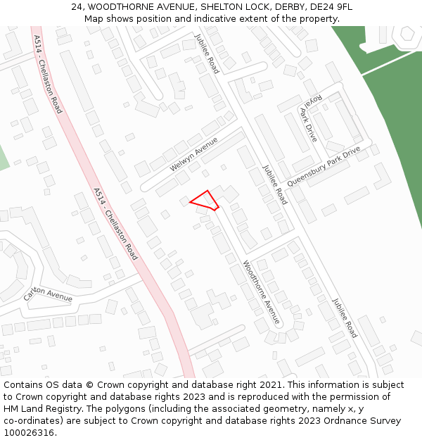 24, WOODTHORNE AVENUE, SHELTON LOCK, DERBY, DE24 9FL: Location map and indicative extent of plot