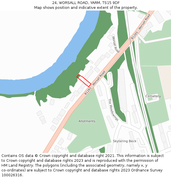 24, WORSALL ROAD, YARM, TS15 9DF: Location map and indicative extent of plot