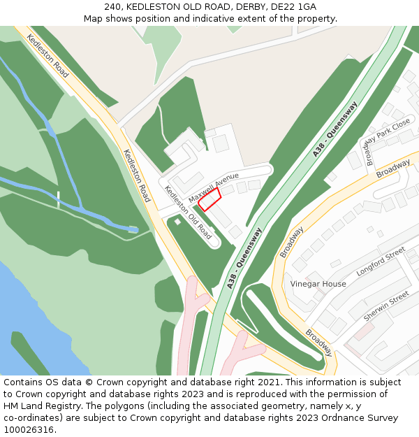 240, KEDLESTON OLD ROAD, DERBY, DE22 1GA: Location map and indicative extent of plot