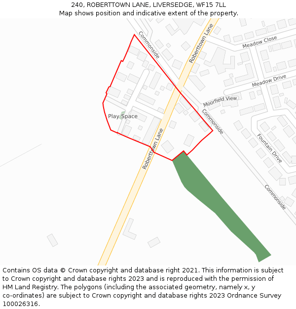 240, ROBERTTOWN LANE, LIVERSEDGE, WF15 7LL: Location map and indicative extent of plot