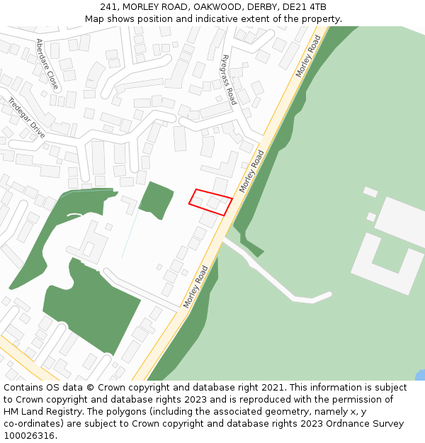 241, MORLEY ROAD, OAKWOOD, DERBY, DE21 4TB: Location map and indicative extent of plot