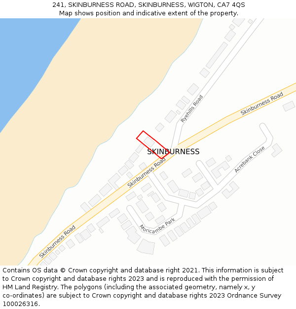 241, SKINBURNESS ROAD, SKINBURNESS, WIGTON, CA7 4QS: Location map and indicative extent of plot