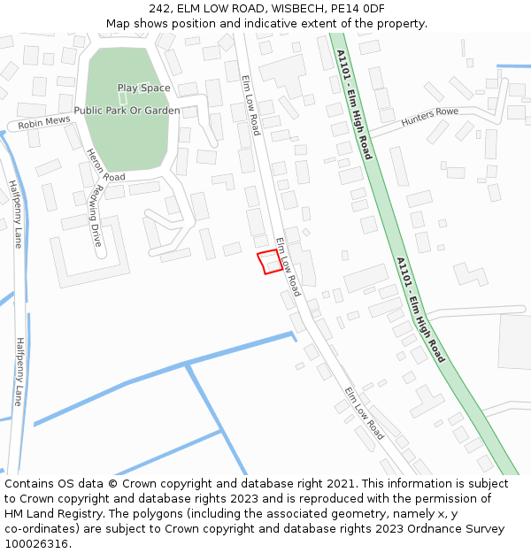 242, ELM LOW ROAD, WISBECH, PE14 0DF: Location map and indicative extent of plot