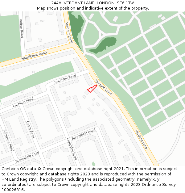 244A, VERDANT LANE, LONDON, SE6 1TW: Location map and indicative extent of plot