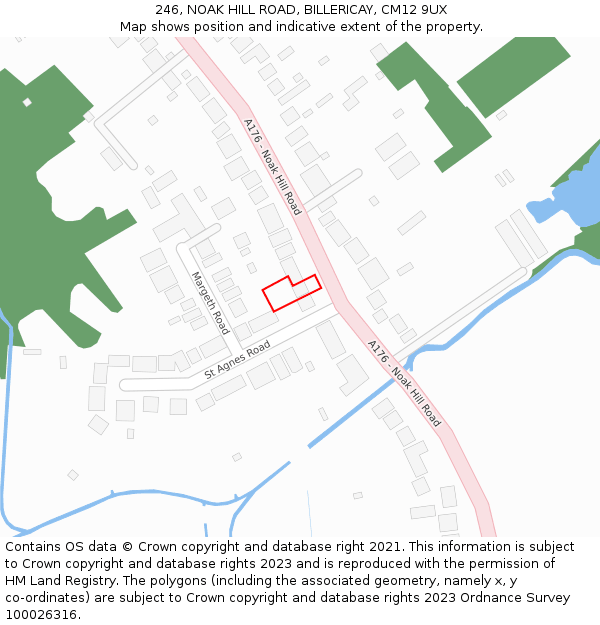 246, NOAK HILL ROAD, BILLERICAY, CM12 9UX: Location map and indicative extent of plot