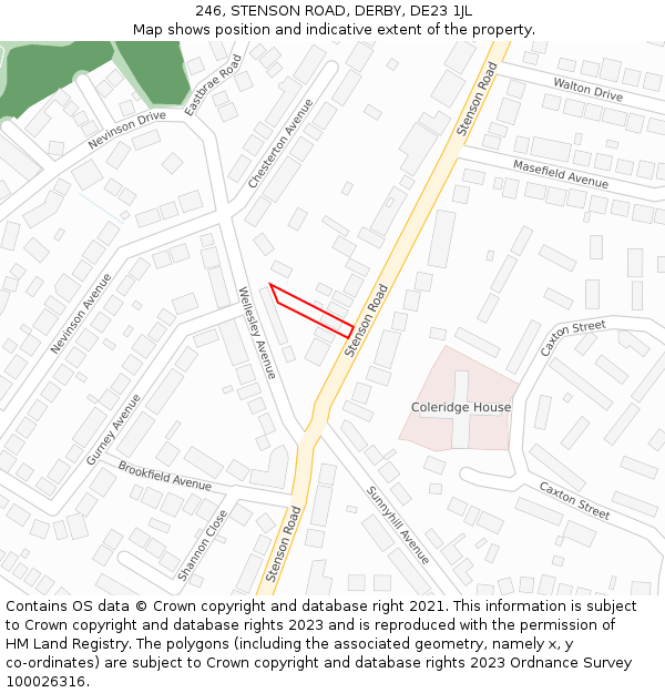246, STENSON ROAD, DERBY, DE23 1JL: Location map and indicative extent of plot