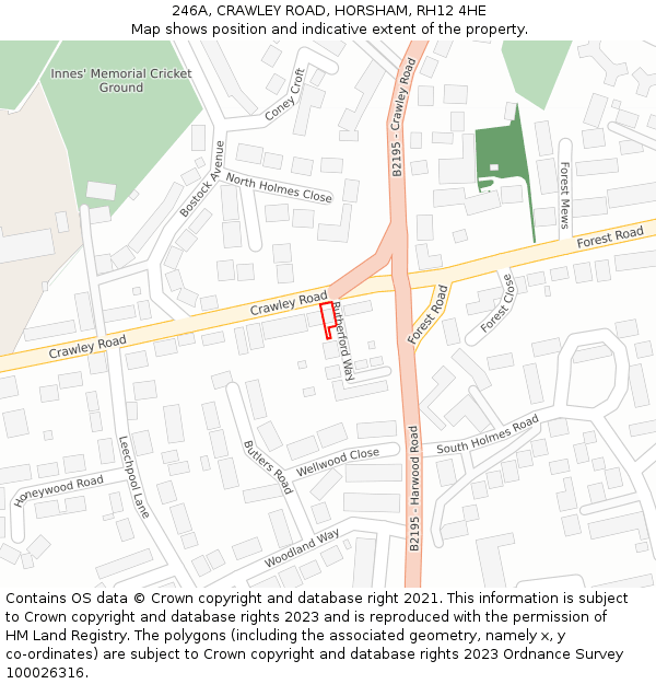 246A, CRAWLEY ROAD, HORSHAM, RH12 4HE: Location map and indicative extent of plot