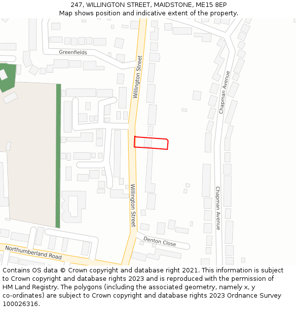 247, WILLINGTON STREET, MAIDSTONE, ME15 8EP: Location map and indicative extent of plot