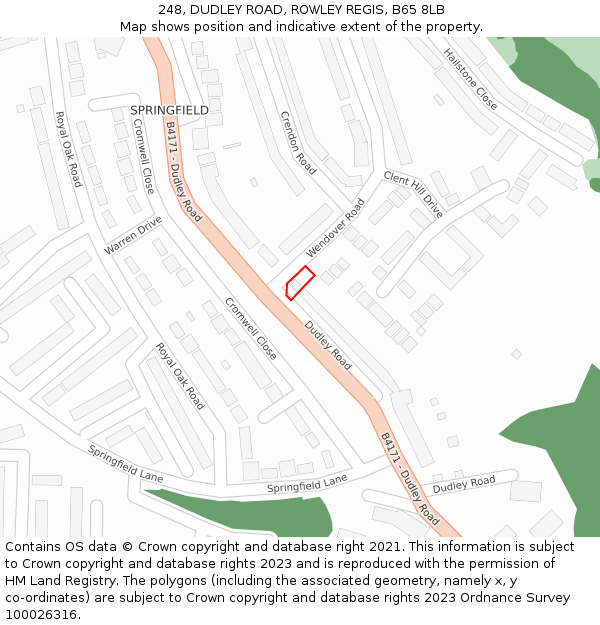 248, DUDLEY ROAD, ROWLEY REGIS, B65 8LB: Location map and indicative extent of plot