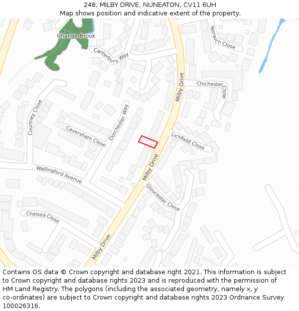 248, MILBY DRIVE, NUNEATON, CV11 6UH: Location map and indicative extent of plot