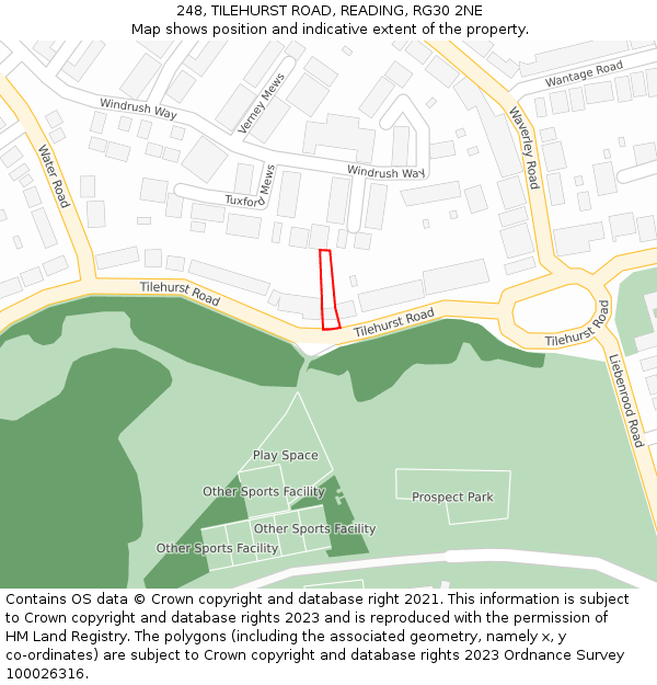 248, TILEHURST ROAD, READING, RG30 2NE: Location map and indicative extent of plot