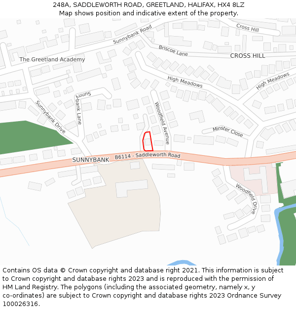 248A, SADDLEWORTH ROAD, GREETLAND, HALIFAX, HX4 8LZ: Location map and indicative extent of plot