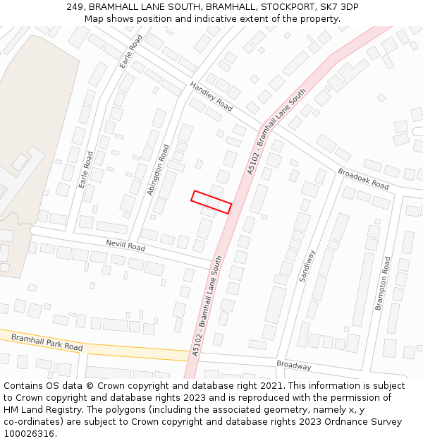 249, BRAMHALL LANE SOUTH, BRAMHALL, STOCKPORT, SK7 3DP: Location map and indicative extent of plot
