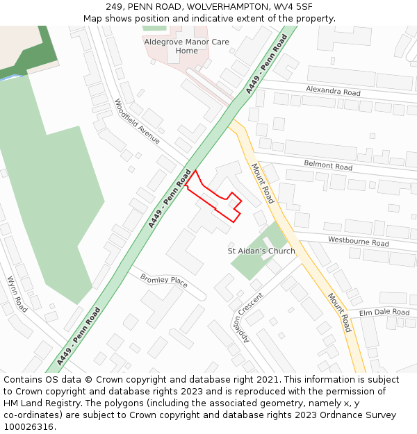 249, PENN ROAD, WOLVERHAMPTON, WV4 5SF: Location map and indicative extent of plot