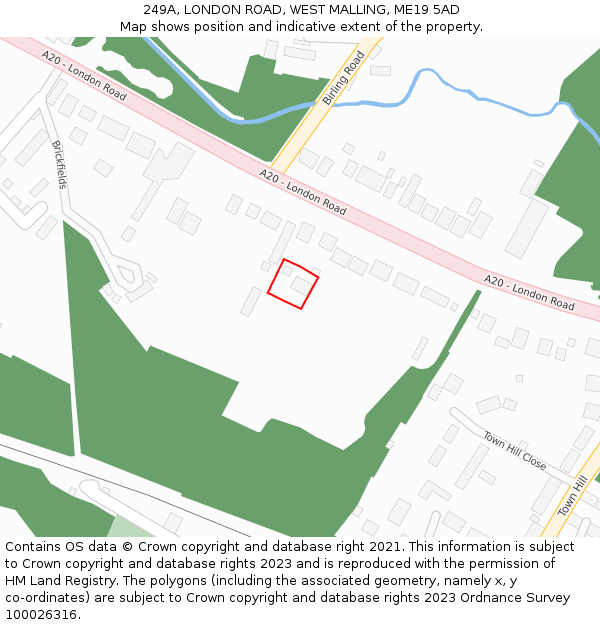 249A, LONDON ROAD, WEST MALLING, ME19 5AD: Location map and indicative extent of plot