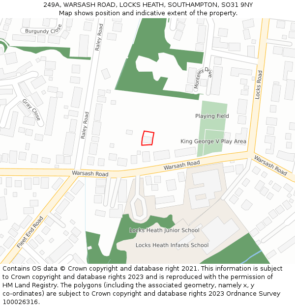 249A, WARSASH ROAD, LOCKS HEATH, SOUTHAMPTON, SO31 9NY: Location map and indicative extent of plot