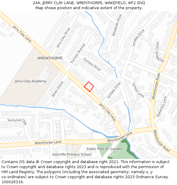 24A, JERRY CLAY LANE, WRENTHORPE, WAKEFIELD, WF2 0NQ: Location map and indicative extent of plot