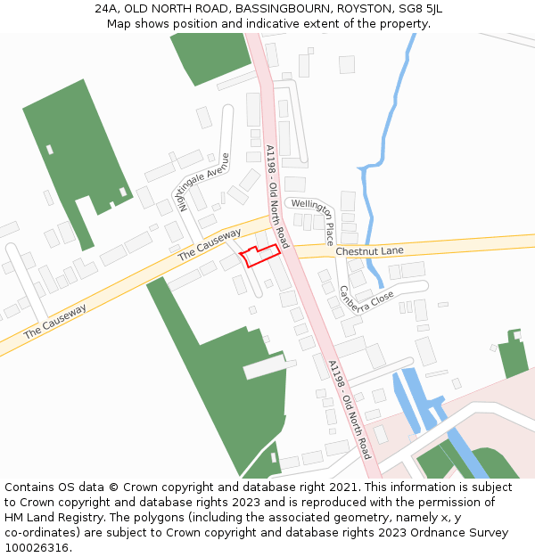 24A, OLD NORTH ROAD, BASSINGBOURN, ROYSTON, SG8 5JL: Location map and indicative extent of plot