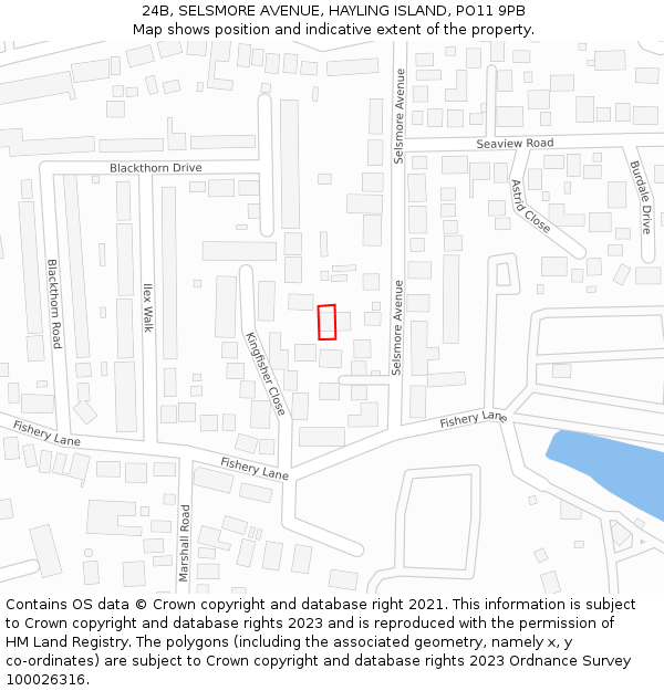 24B, SELSMORE AVENUE, HAYLING ISLAND, PO11 9PB: Location map and indicative extent of plot