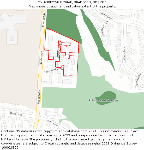 25, ABBEYDALE DRIVE, BRADFORD, BD8 0BS: Location map and indicative extent of plot