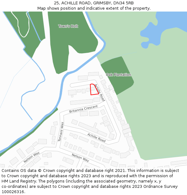 25, ACHILLE ROAD, GRIMSBY, DN34 5RB: Location map and indicative extent of plot