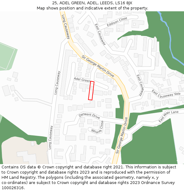 25, ADEL GREEN, ADEL, LEEDS, LS16 8JX: Location map and indicative extent of plot